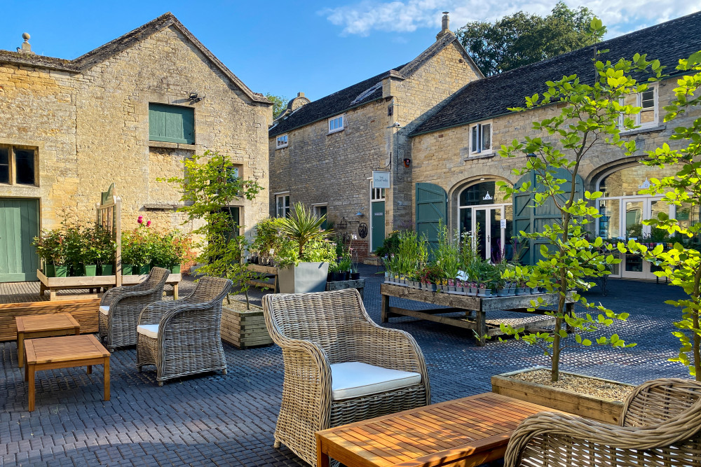 Outside seating in the Coffee Room. Image credit: Easton Walled Gardens.