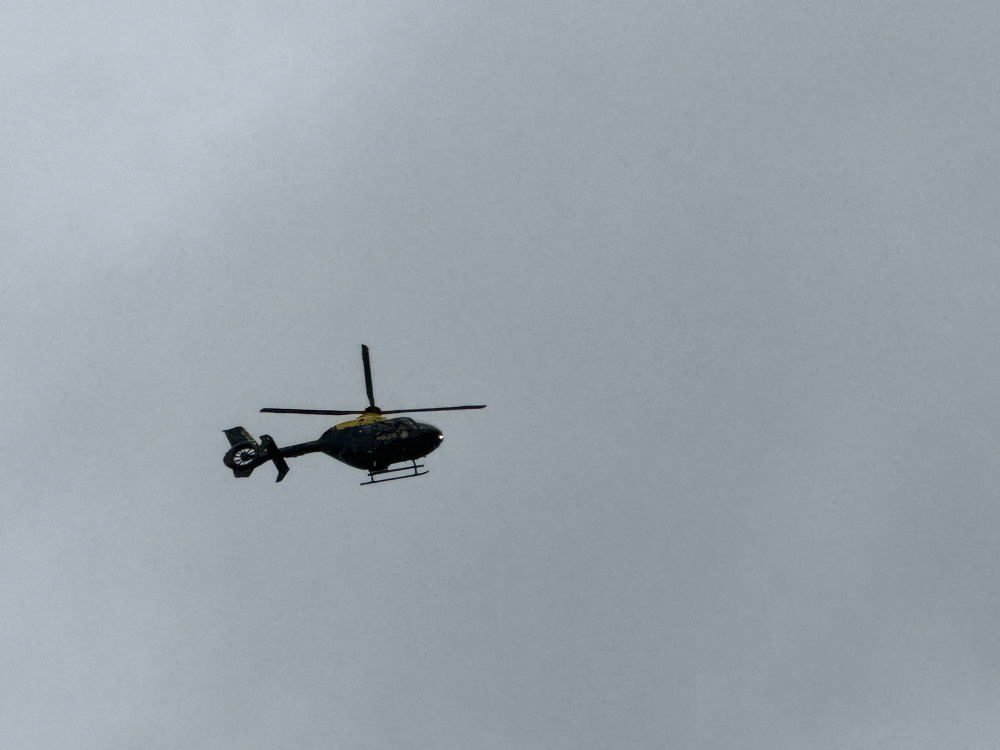 Here's the reason a Police helicopter (pictured) flew over Letchworth and surrounding areas for several hours on Thursday evening. CREDIT: Letchworth Nub News 