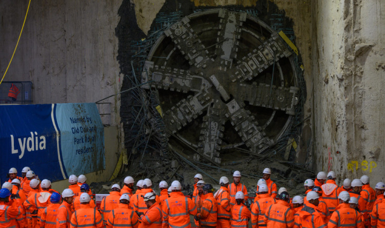 HS2’s 847 tonne tunnel boring machine breaks through into Old Oak Common Station box (credit: HS2).