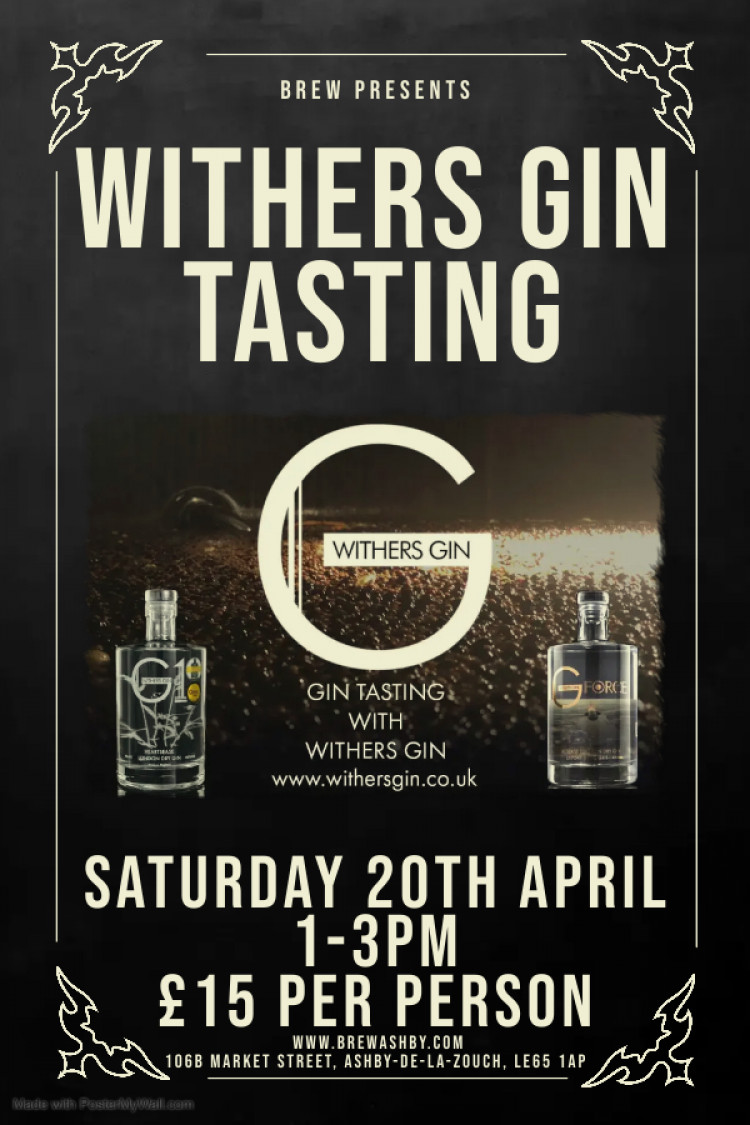 Withers Gin Tasting at Brew, 106B Market Street, Ashby-de-la-Zouch