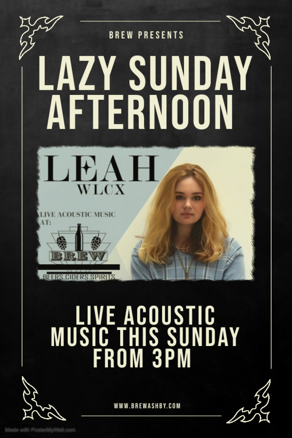 Lazy Sunday Afternoon Acoustic Session with Leah Wlcx at Brew, 106B Market Street, Ashby-de-la-Zouch