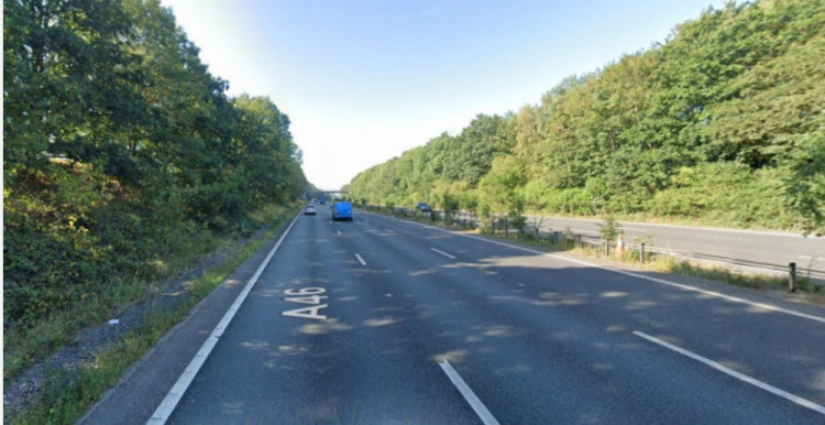 The A46 will be reduced to two lanes around Kenilworth from next week (image via Google Maps)