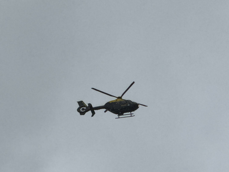 As Nub News has been reporting a police helicopter was deployed in a Bedfordshire Police operation to locate and arrest a suspect in Hitchin last Thursday.  PICTURE: The police helicopter involved in locating a suspect in an attempted murder case. CREDIT: Nub News 