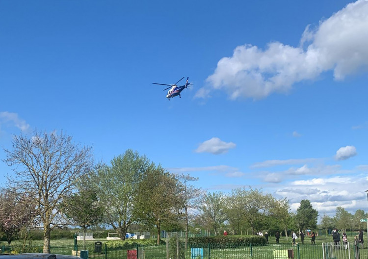 The air ambulance landed in Gobions Park.