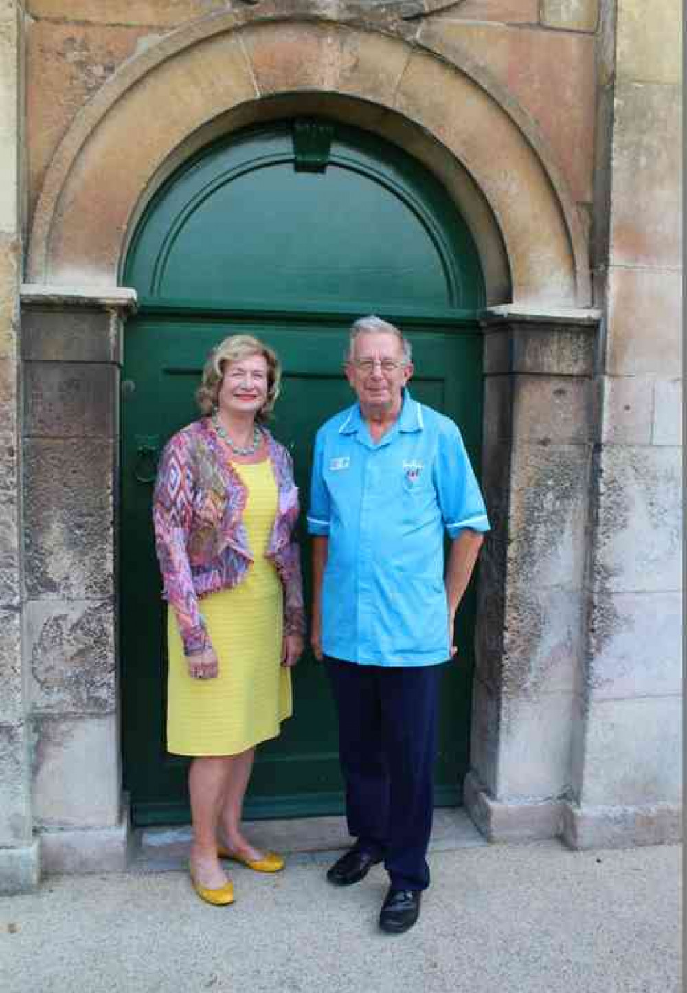 Lord-Lieutenant of Rutland Dr Sarah Furness with Sue Ryder Nurse Ray Saunders