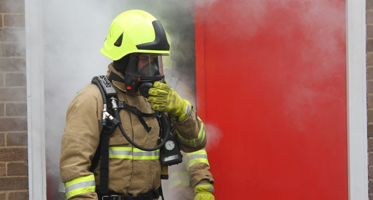 Crews wore breathing apparatuis to tackle the fire,