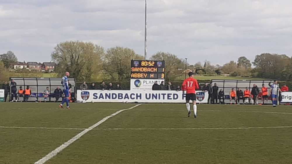 Sandbach United lost to Abbey Hey yesterday.  (Photo: Nub News)