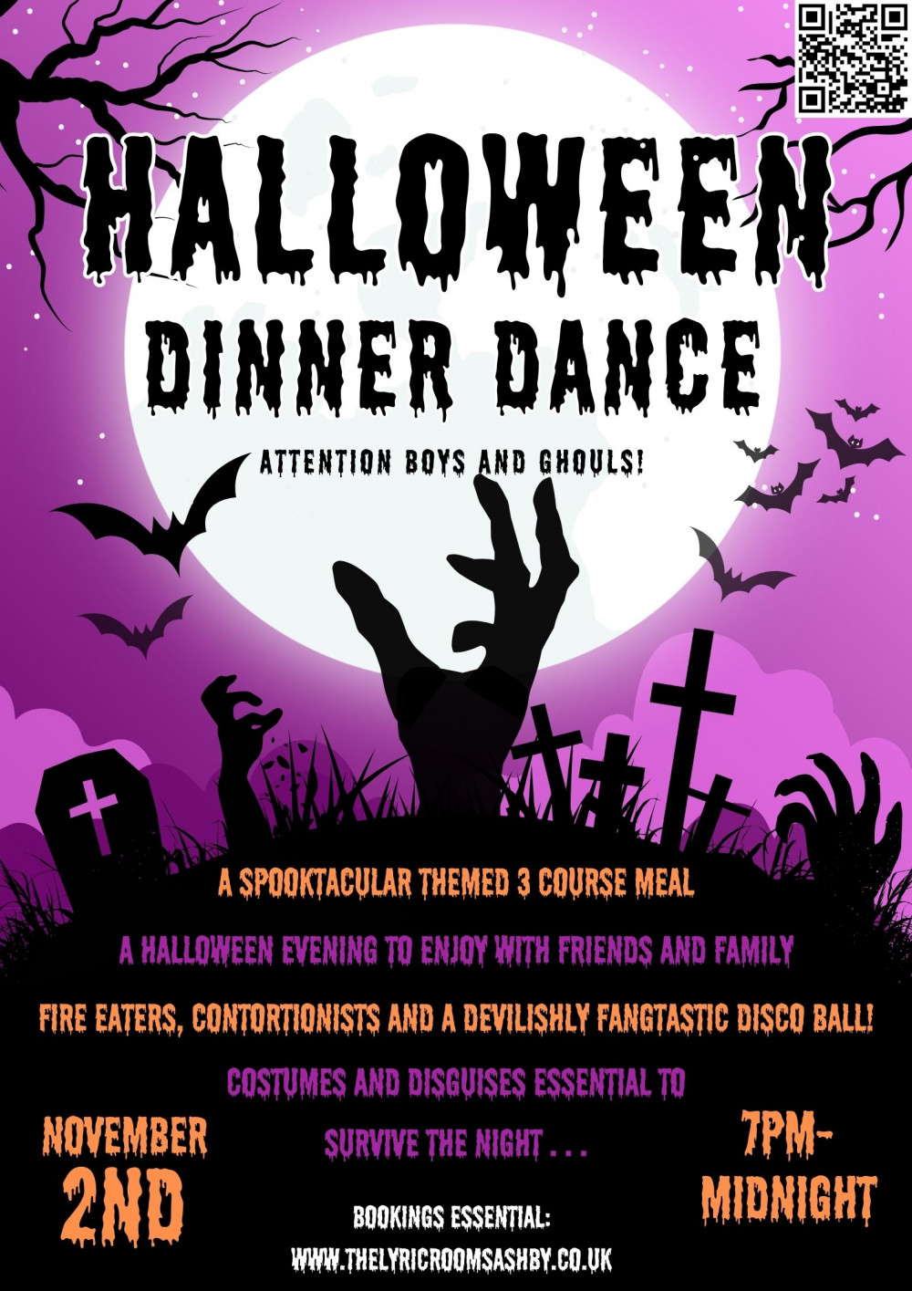 Halloween Dinner Party at The Lyric Rooms, Lower Church Street, Ashby de la Zouch
