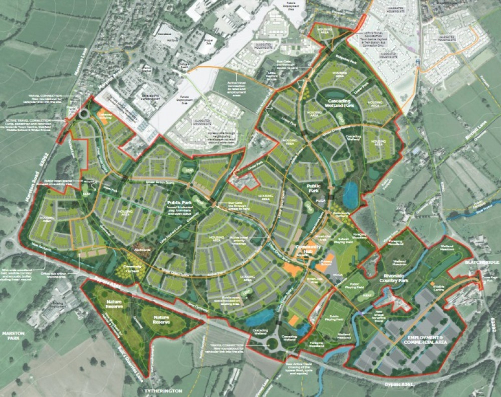 An updated masterplan for the Selwood Garden Community in Frome (image via planning application)