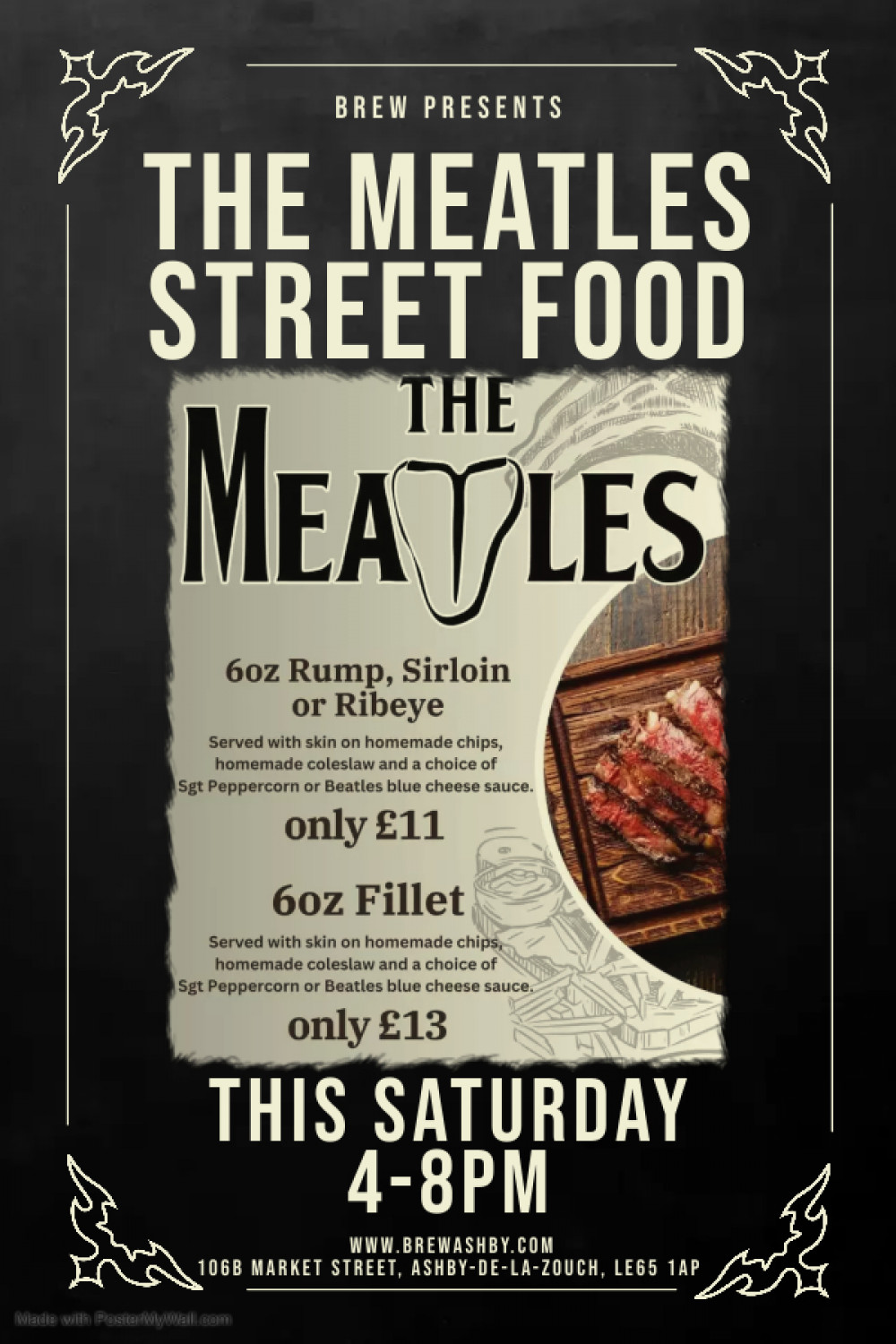 The Meatles Street Food Pop Up at at Brew, 106B Market Street, Ashby-de-la-Zouch