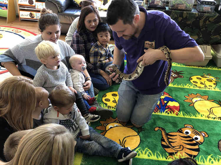 Fudge & Co Exotic Animal Encounters visit during the official re-opening of the refurbished community space