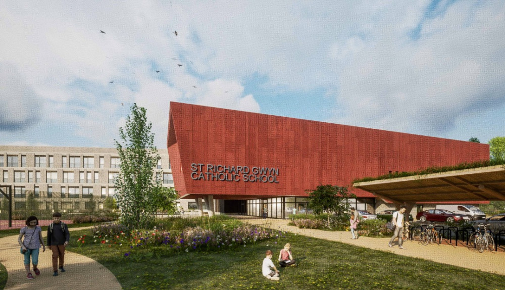Artist impression showing what the new Sir Richard Gwyn Catholic High School near Barry could look like if plans are approved.