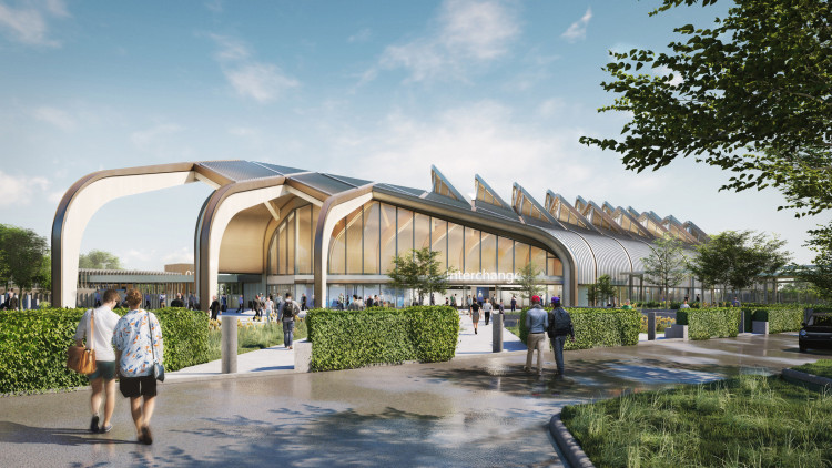 An artist's impression of the new interchange station (image via HS2)