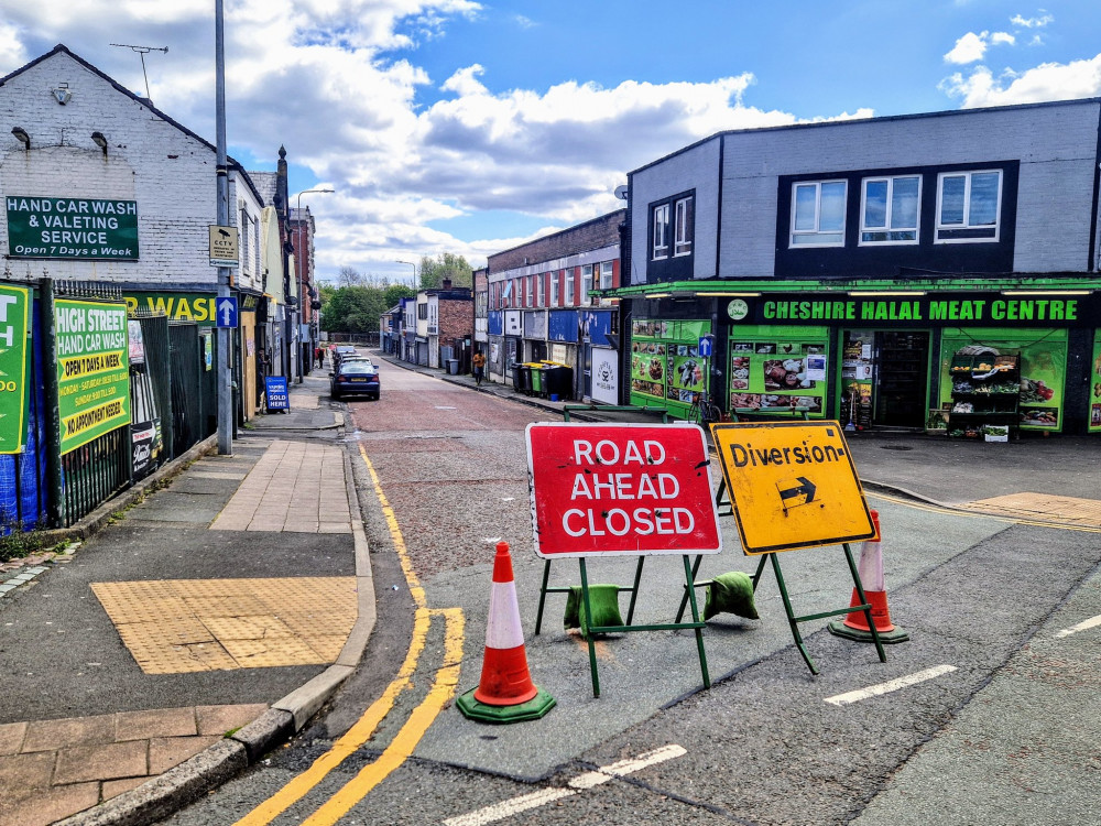 High Street, from its junction with Cross Street to its junction with Oak Street Roundabout closed on Tuesday 23 April (Ryan Parker).