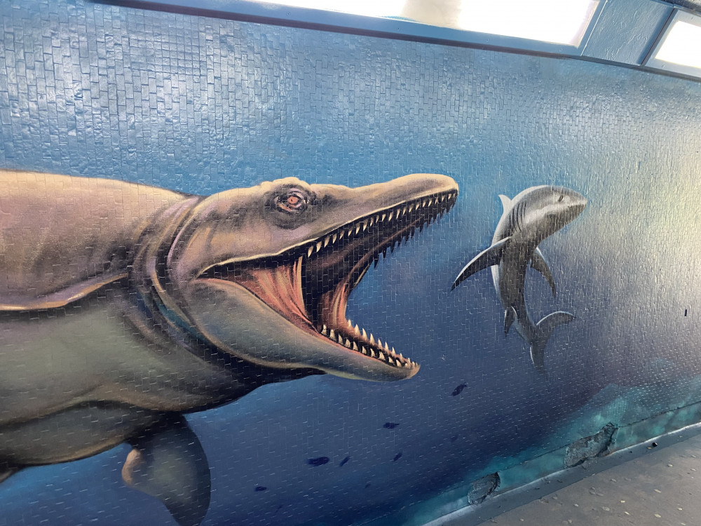 The Triassic Tolworth Aquarium mural before being removed by TfL (Photo: Robin Hutchinson)