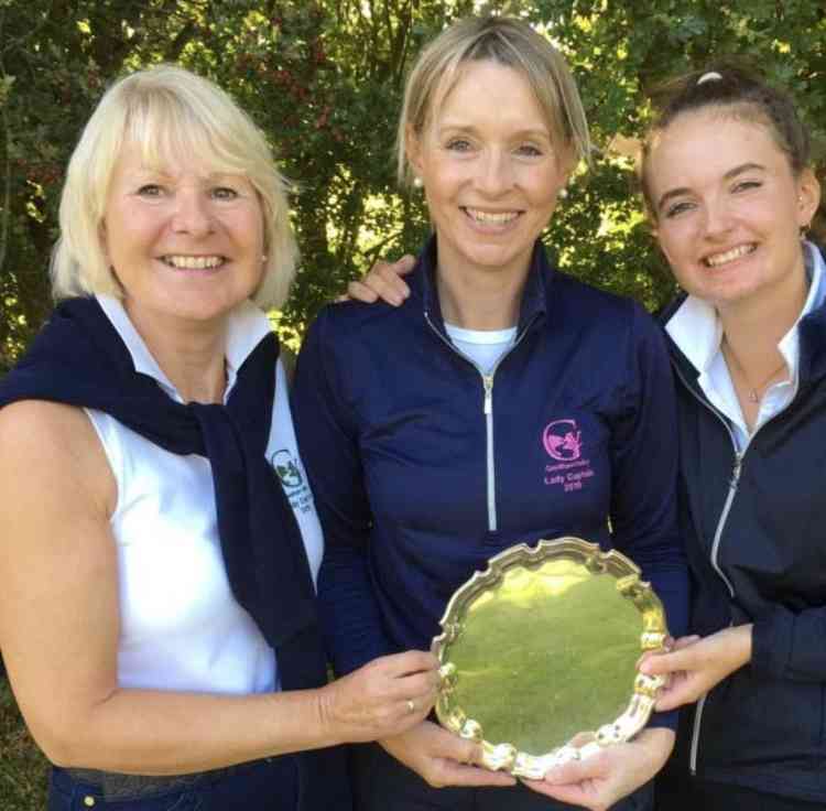 Greetham Valley GC Scratch Team members: Sue Brand with mother and daughter Liz and Izzy Haughton with the Salver.