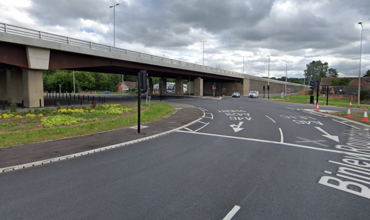 The rape reportedly happened near the A46 flyover at Binley Woods (image via Google Maps)