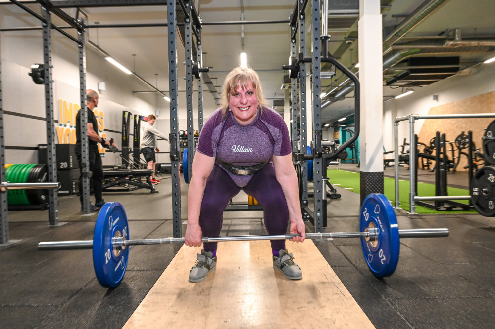 Dr Martine Barons can now deadlift a colossal 125kg (image via SWNS)