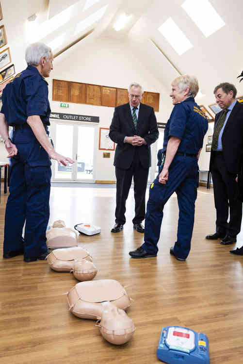 His Royal Highness discussing the work of the Community First Responders and observing a First Response training session