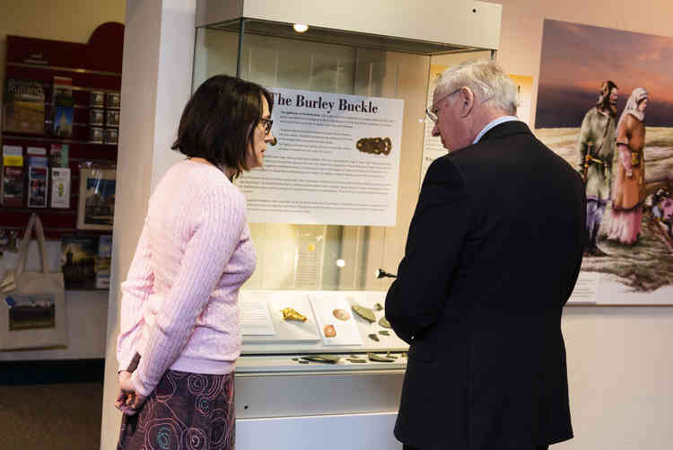 His Royal Highness viewing and officially unveiling Rutland County Museum's Anglo-Saxon gold buckle