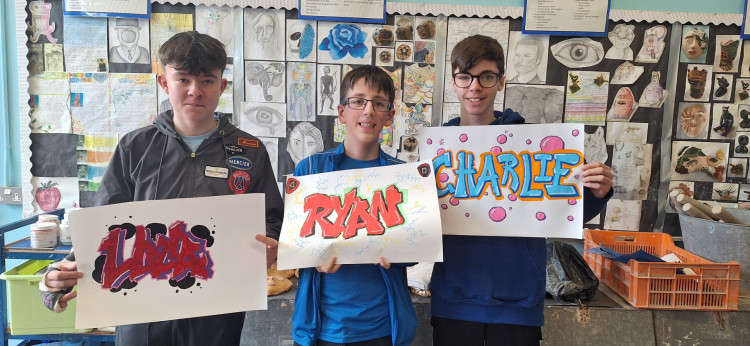 Ivanhoe School students took part in a graffiti workshop with local street artist Tom Goddard. Photos: Supplied