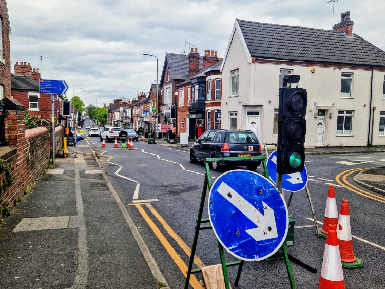 Roadworks on Edleston Road have been causing delays today (April 29) (Ryan Parker).