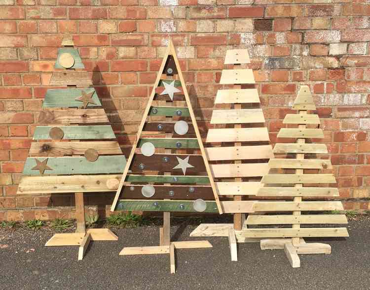 Recycled wooden Christmas trees