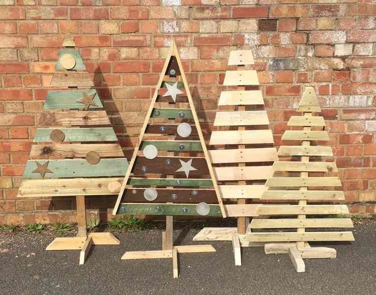 Recycled wooden Christmas trees