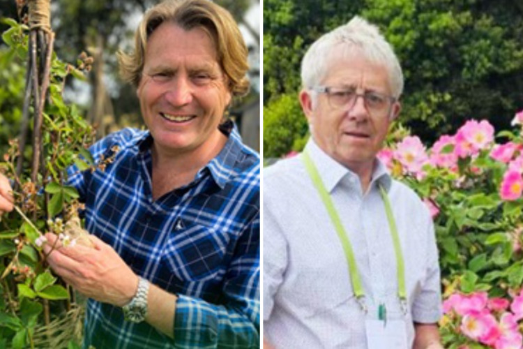 (Left) TV presenter, David Domoney and rose expert, Ray Martin are to give expert talks on growing flowers next month (credit: Squires Garden Centres). 