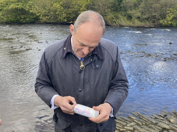 Liberal Democrat leader Sir Ed Davey said "water companies should be doing far more" as he discussed water pollution in a recent Bredbury visit (Image - Thomas Bryden)