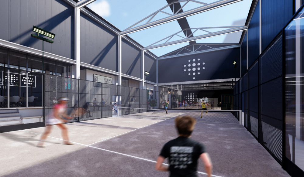 An artist impression of the new padel courts from Padel Social Club coming to south west London (credit: Padel Social Club).