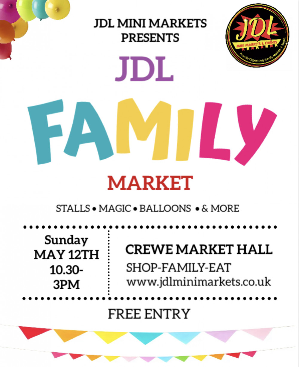 Crewe Market Hall May JDL Family Market