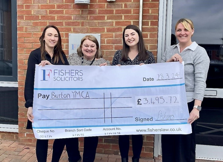 From left to right: Kristin Clark from Fishers Solicitors, Paula Senior and Isabelle Winter from YMCA Burton and Emma Allen from Fishers Solicitors. Photo: Supplied.