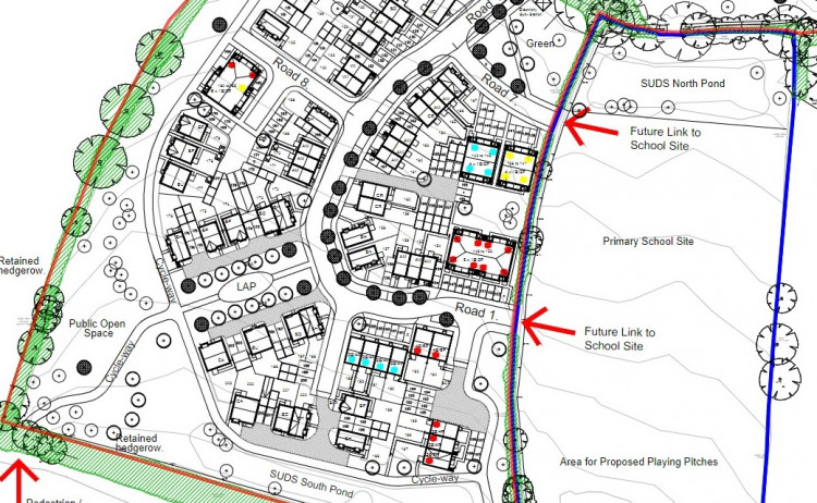 The New Primary School Site Within The Context Of The Priory Fields Estate In Wells. CREDIT: Bovis Homes