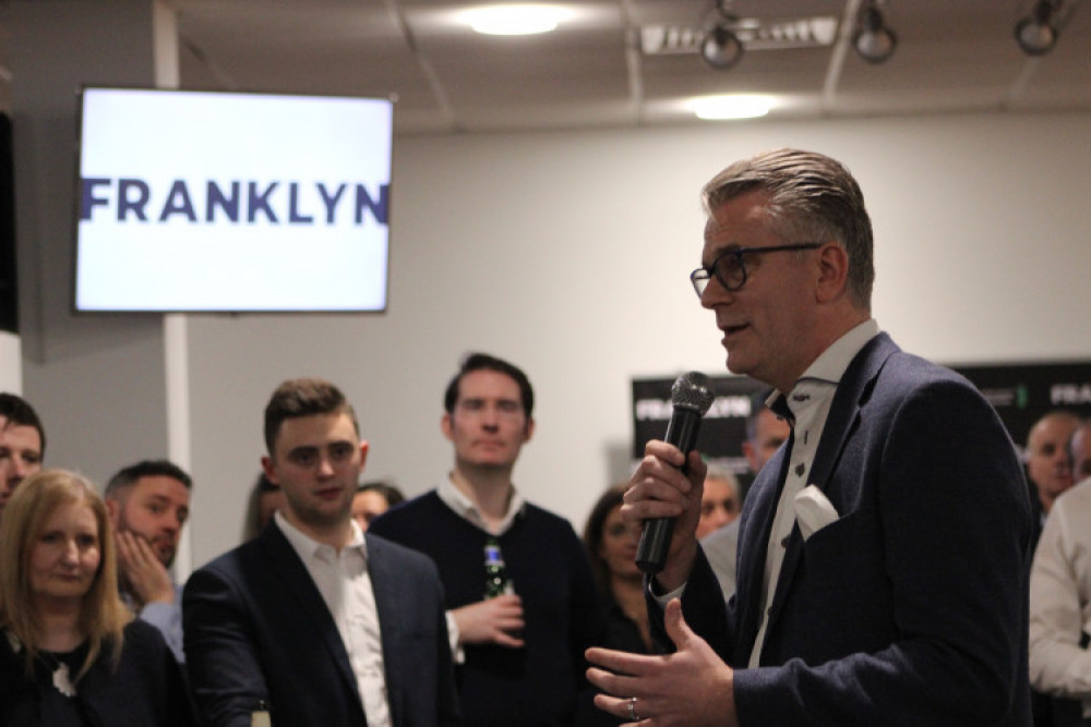 Andrew speaking at Franklyn’s rebrand event last year. 