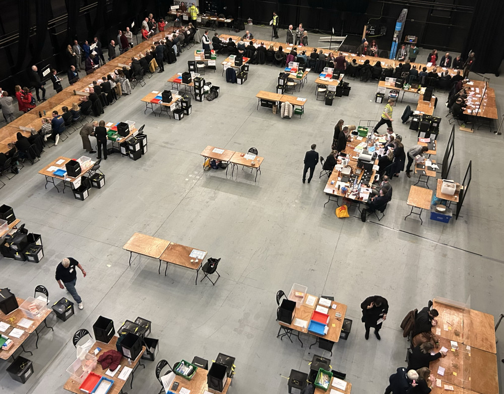 Vote counting in High House, Purfleet.