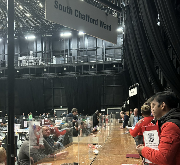 Vote counting in High House, Purfleet.