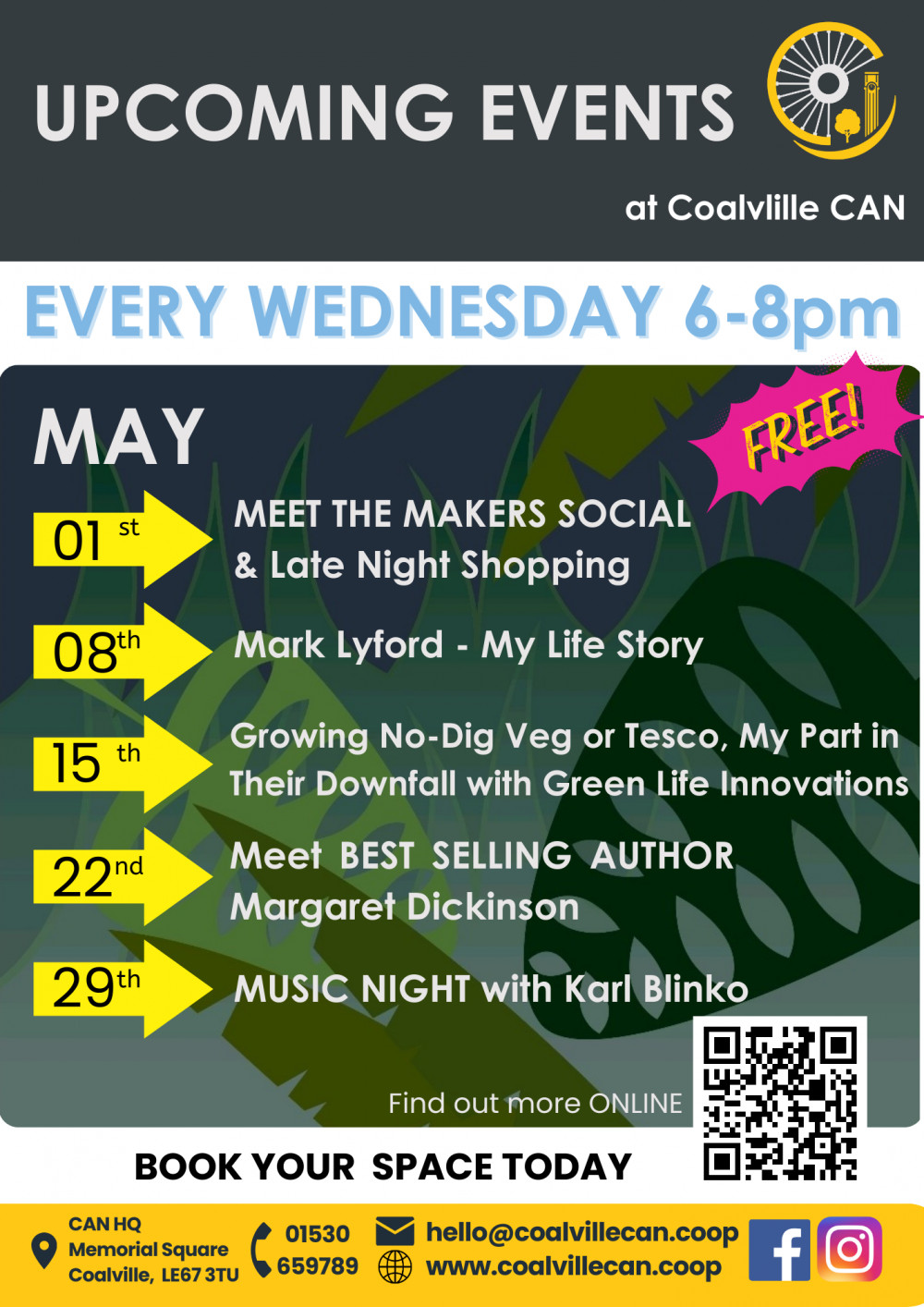 Wednesday Evening Talks at Coalville CAN, Memorial Square, Coalville