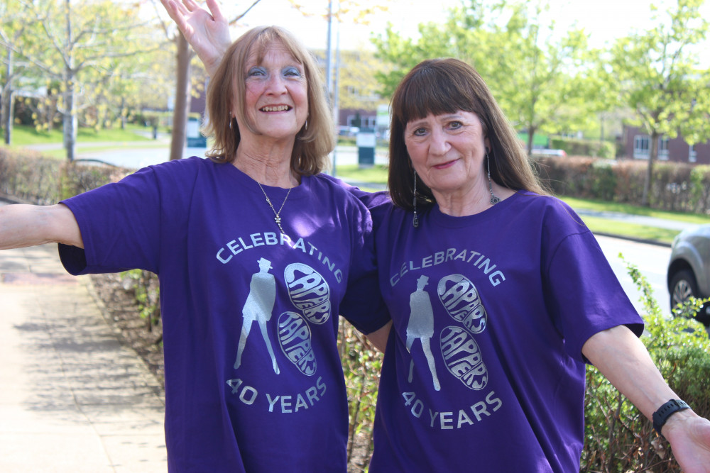  Tap dance teacher Sue Capper (right) started teaching 40 years go this month, with friend and fellow dancer Pam Jones (left) having danced at Sue sessions since the start. (Image - Macclesfield Nub News)
