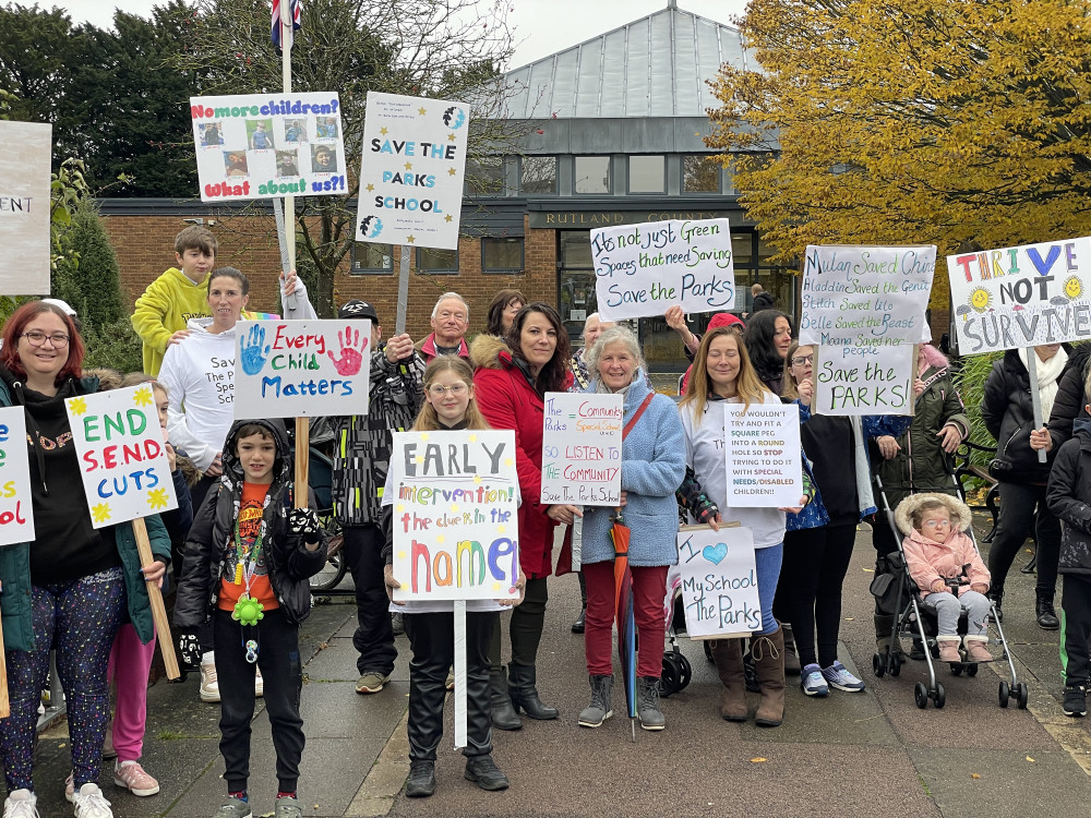 Parents, guardians, teachers, students and members of the community have come together in opposition of the closure of the school. Image credit: LDRS. 