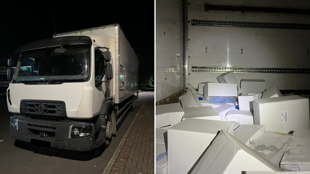 The vodka was returned to the original lorry by police (image via Warwickshire OPU)