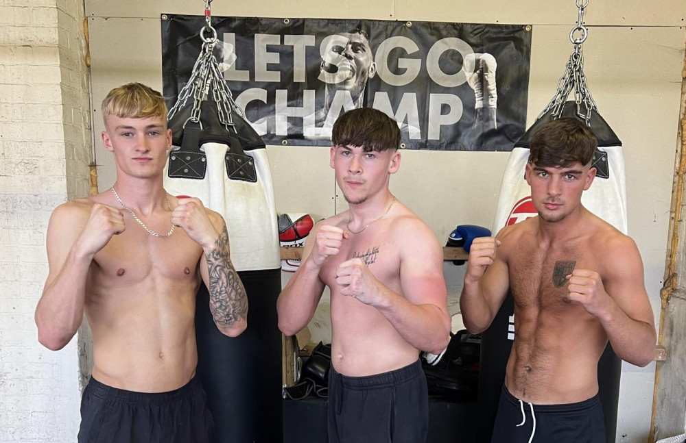 (L-R) Harry Walker, Jack Barrs and Brandon Morris will fight at Fenton Manor this weekend (Image supplied).