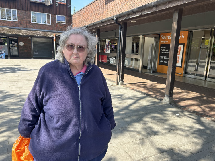Janet Fawdrey outside the now-closed Tangley Park Road Pharmacy, Hampton North. (Photo: Charlotte Lillywhite/LDRS)