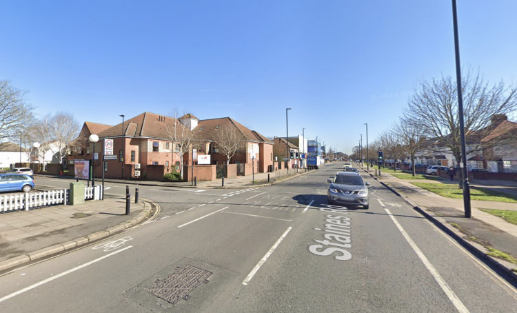A motorcyclist dies after a crash in Staines Road, junction with Martindale Road, Hounslow (credit: Google maps).
