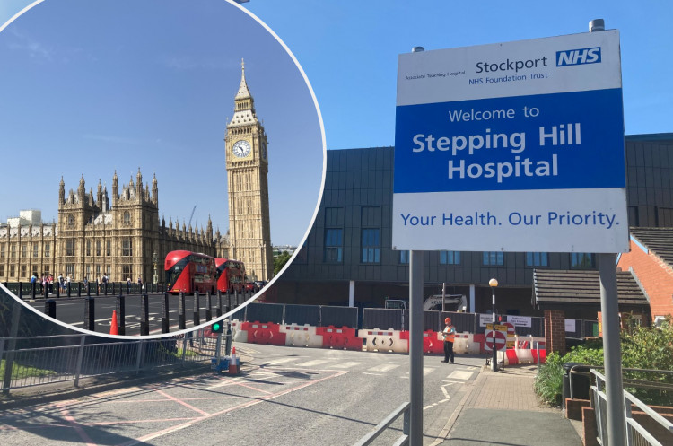 Prime Minister Rishi Sunak was asked about '"major structural deficiencies" at Stepping Hill Hospital during Prime Minister's questions last week (8 May) (Images - Alasdair Perry)