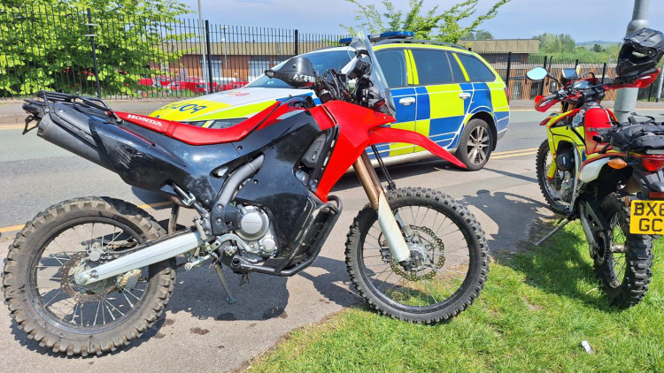 Staffordshire Police seized a motorbike which was stolen from Stoke on 19 March (Staffordshire Police).