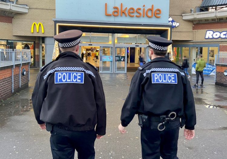 Police at Lakeside. 