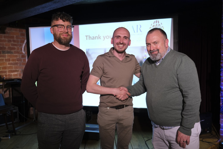 Chris Baldwin, operations director of Pear Hospitality; Jake Pear, managing director of Pear Hospitality; and Malcolm Pope, chair of Congleton Pride (Image - Congleton Pride)