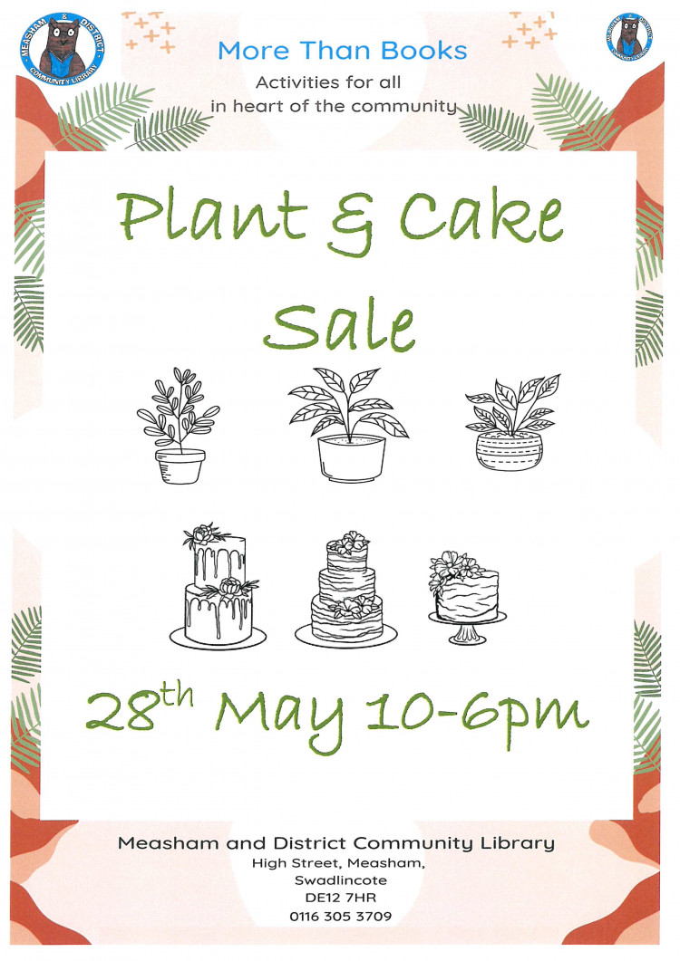 Plant and Cake Sale at Measham and District Community Library, Measham, near Ashby de la Zouch