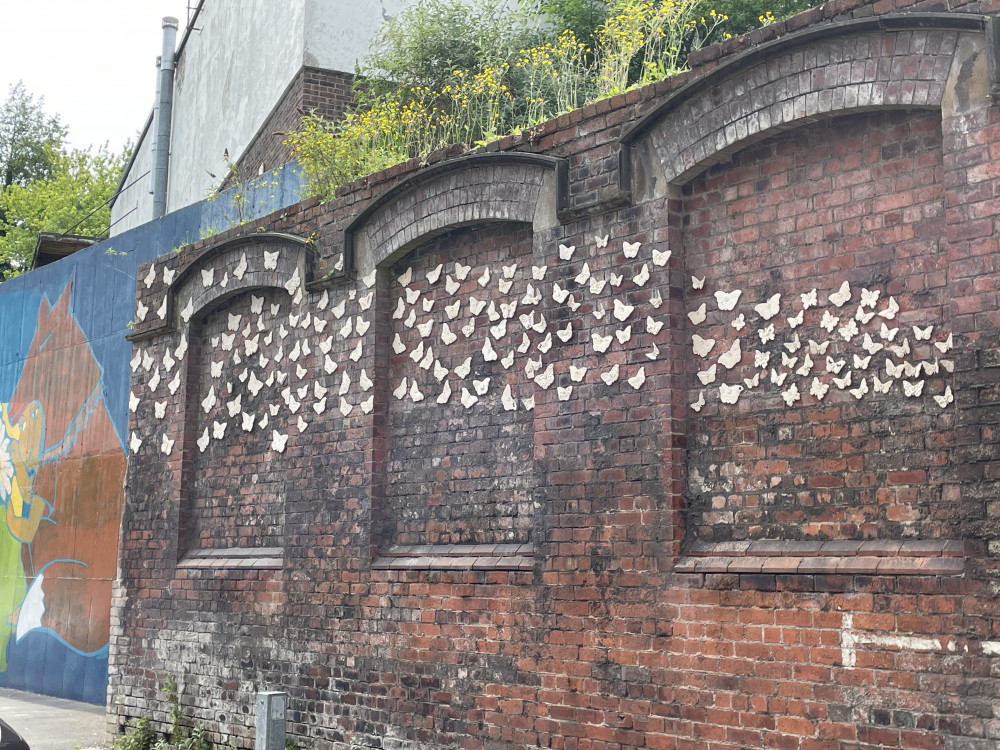 An art installation featuring a flutter of 200 ceramic butterflies has been completed at Hopes Carr, just outside the town centre (Image - Alasdair Perry)